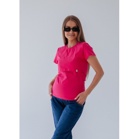 Футболка для беременных с секретом для кормления Малиновая